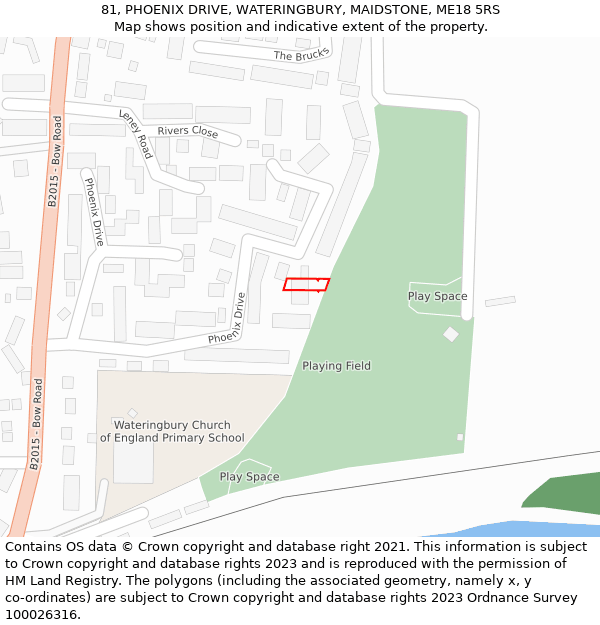 81, PHOENIX DRIVE, WATERINGBURY, MAIDSTONE, ME18 5RS: Location map and indicative extent of plot