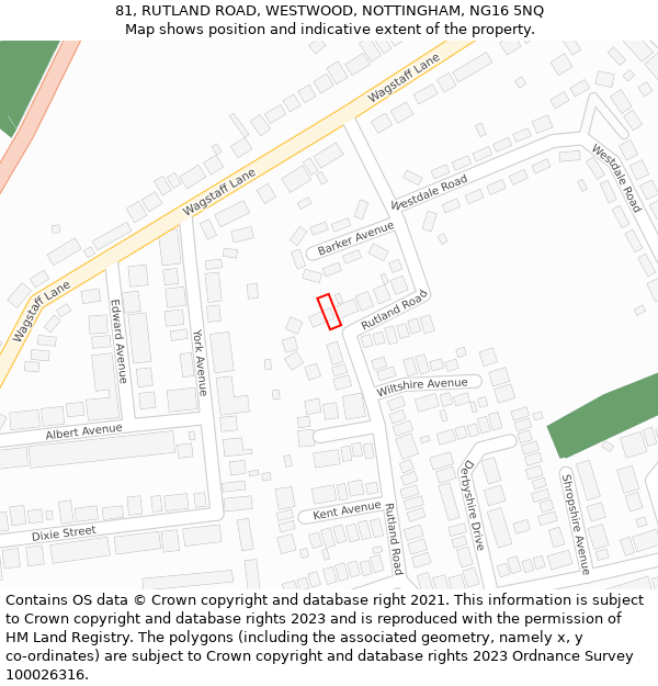 81, RUTLAND ROAD, WESTWOOD, NOTTINGHAM, NG16 5NQ: Location map and indicative extent of plot