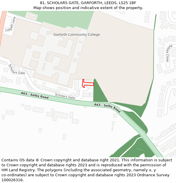 81, SCHOLARS GATE, GARFORTH, LEEDS, LS25 1BF: Location map and indicative extent of plot