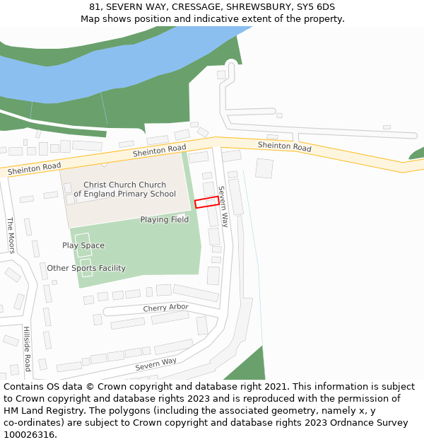 81, SEVERN WAY, CRESSAGE, SHREWSBURY, SY5 6DS: Location map and indicative extent of plot