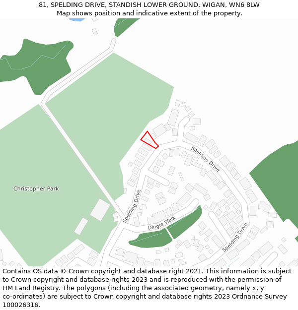 81, SPELDING DRIVE, STANDISH LOWER GROUND, WIGAN, WN6 8LW: Location map and indicative extent of plot