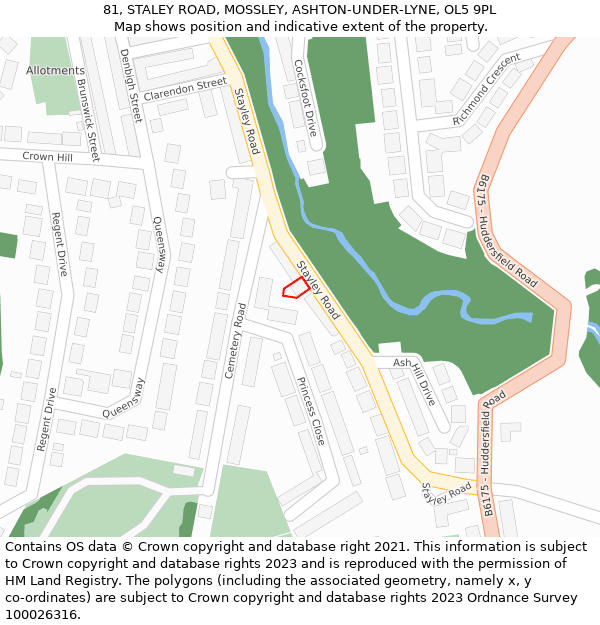 81, STALEY ROAD, MOSSLEY, ASHTON-UNDER-LYNE, OL5 9PL: Location map and indicative extent of plot