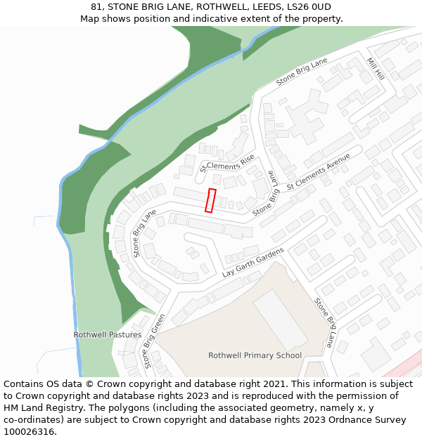 81, STONE BRIG LANE, ROTHWELL, LEEDS, LS26 0UD: Location map and indicative extent of plot
