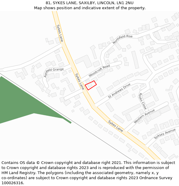 81, SYKES LANE, SAXILBY, LINCOLN, LN1 2NU: Location map and indicative extent of plot