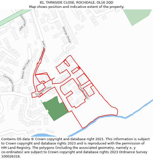 81, TARNSIDE CLOSE, ROCHDALE, OL16 2QD: Location map and indicative extent of plot