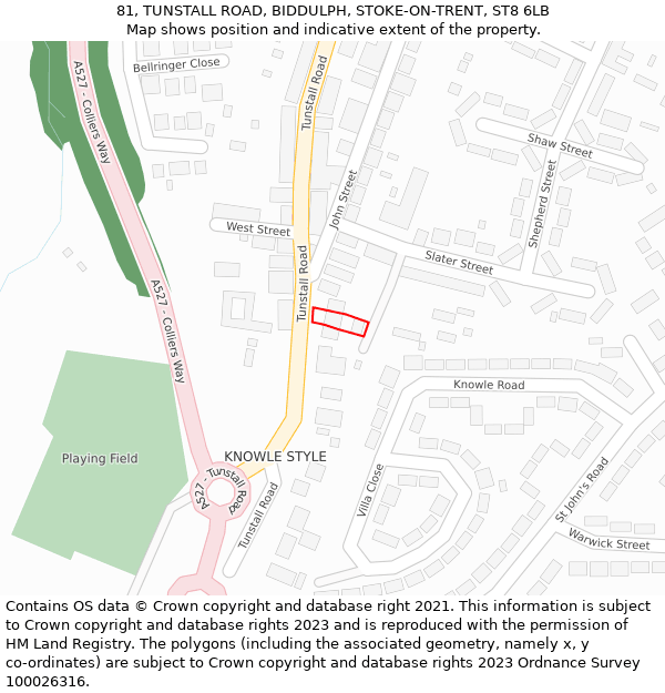81, TUNSTALL ROAD, BIDDULPH, STOKE-ON-TRENT, ST8 6LB: Location map and indicative extent of plot