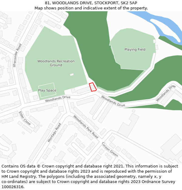 81, WOODLANDS DRIVE, STOCKPORT, SK2 5AP: Location map and indicative extent of plot