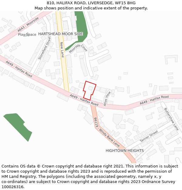 810, HALIFAX ROAD, LIVERSEDGE, WF15 8HG: Location map and indicative extent of plot