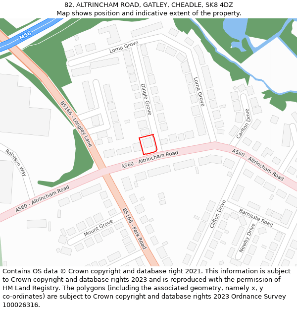 82, ALTRINCHAM ROAD, GATLEY, CHEADLE, SK8 4DZ: Location map and indicative extent of plot