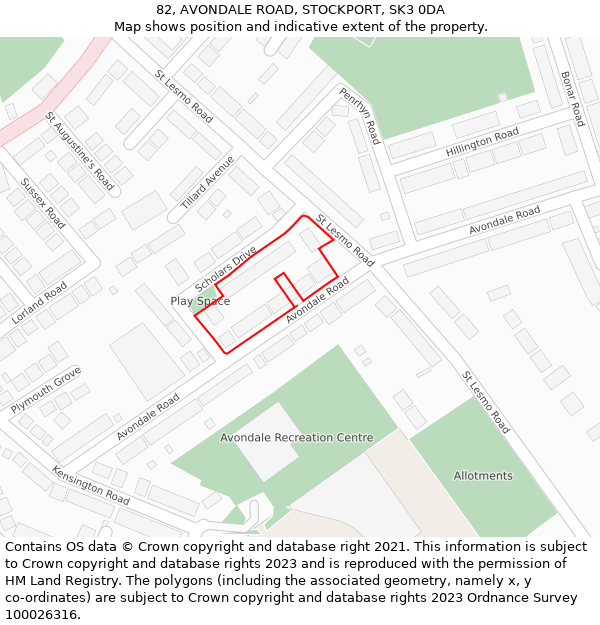 82, AVONDALE ROAD, STOCKPORT, SK3 0DA: Location map and indicative extent of plot
