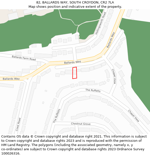 82, BALLARDS WAY, SOUTH CROYDON, CR2 7LA: Location map and indicative extent of plot