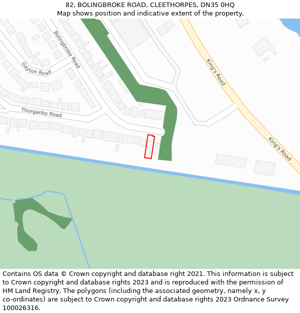 82, BOLINGBROKE ROAD, CLEETHORPES, DN35 0HQ: Location map and indicative extent of plot