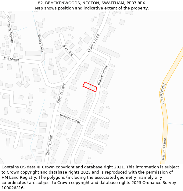 82, BRACKENWOODS, NECTON, SWAFFHAM, PE37 8EX: Location map and indicative extent of plot
