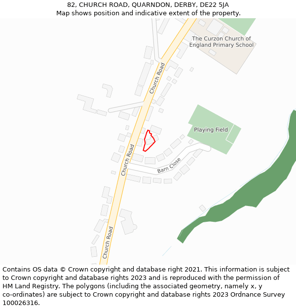 82, CHURCH ROAD, QUARNDON, DERBY, DE22 5JA: Location map and indicative extent of plot
