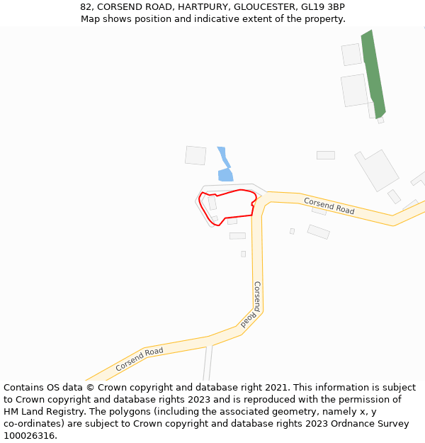 82, CORSEND ROAD, HARTPURY, GLOUCESTER, GL19 3BP: Location map and indicative extent of plot