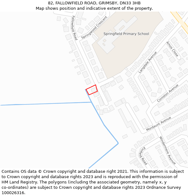 82, FALLOWFIELD ROAD, GRIMSBY, DN33 3HB: Location map and indicative extent of plot