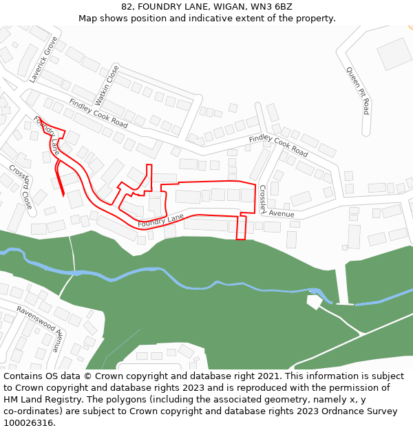 82, FOUNDRY LANE, WIGAN, WN3 6BZ: Location map and indicative extent of plot