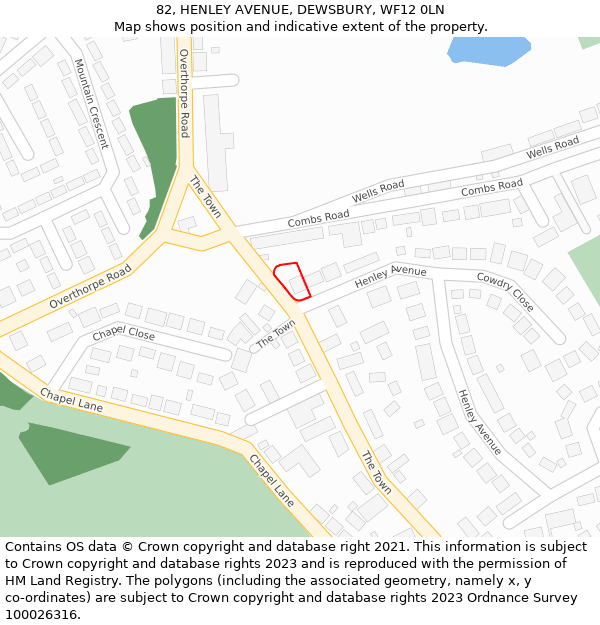 82, HENLEY AVENUE, DEWSBURY, WF12 0LN: Location map and indicative extent of plot
