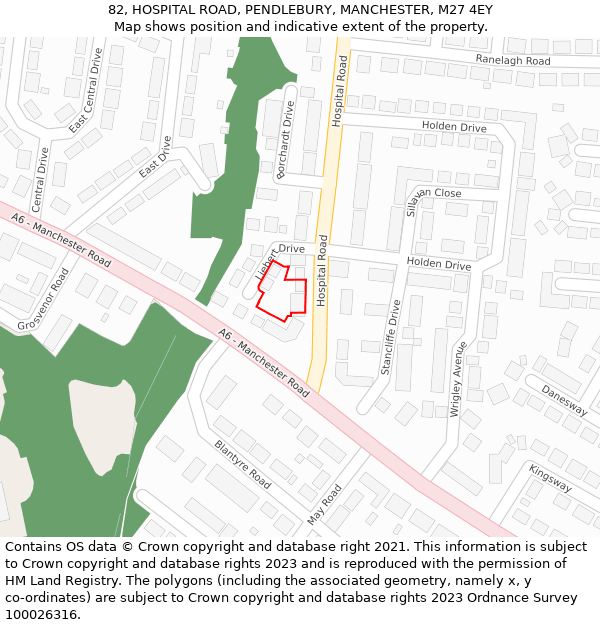 82, HOSPITAL ROAD, PENDLEBURY, MANCHESTER, M27 4EY: Location map and indicative extent of plot