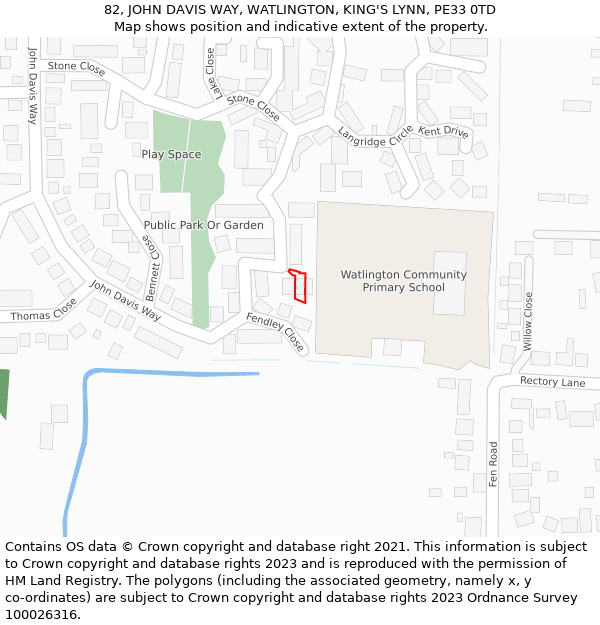 82, JOHN DAVIS WAY, WATLINGTON, KING'S LYNN, PE33 0TD: Location map and indicative extent of plot