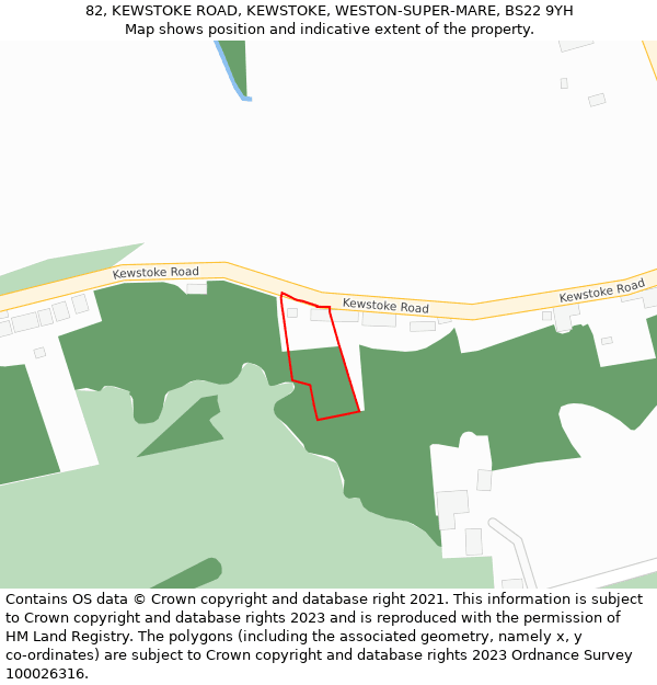 82, KEWSTOKE ROAD, KEWSTOKE, WESTON-SUPER-MARE, BS22 9YH: Location map and indicative extent of plot