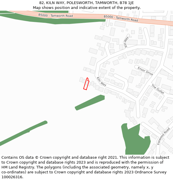 82, KILN WAY, POLESWORTH, TAMWORTH, B78 1JE: Location map and indicative extent of plot