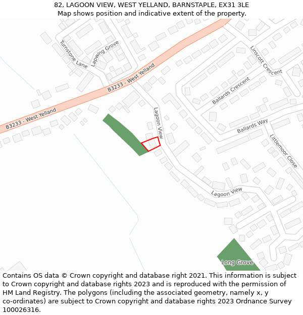 82, LAGOON VIEW, WEST YELLAND, BARNSTAPLE, EX31 3LE: Location map and indicative extent of plot