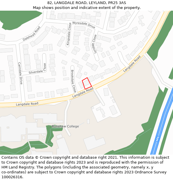 82, LANGDALE ROAD, LEYLAND, PR25 3AS: Location map and indicative extent of plot