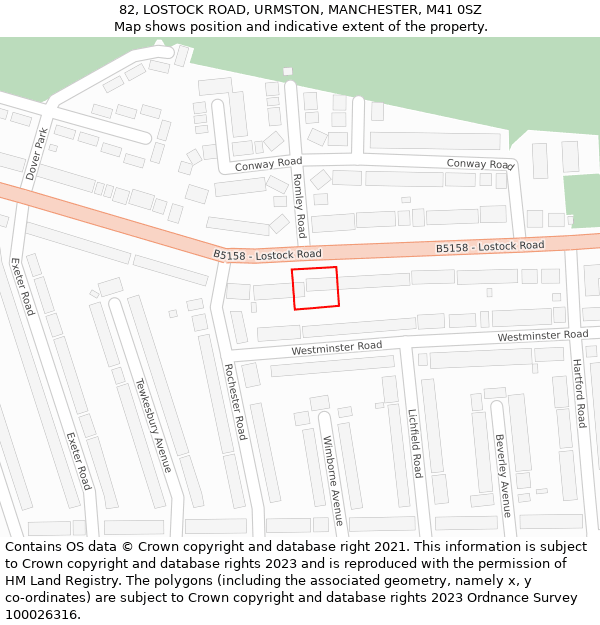 82, LOSTOCK ROAD, URMSTON, MANCHESTER, M41 0SZ: Location map and indicative extent of plot