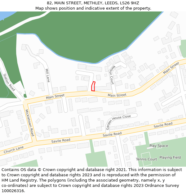 82, MAIN STREET, METHLEY, LEEDS, LS26 9HZ: Location map and indicative extent of plot