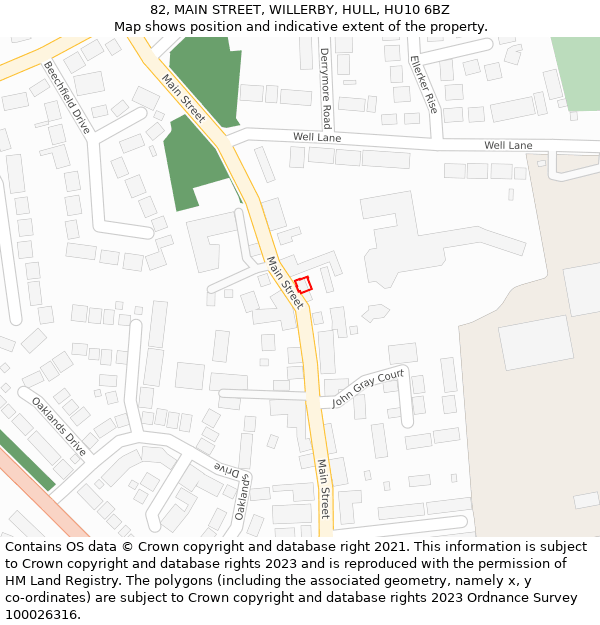 82, MAIN STREET, WILLERBY, HULL, HU10 6BZ: Location map and indicative extent of plot
