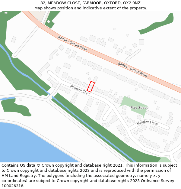 82, MEADOW CLOSE, FARMOOR, OXFORD, OX2 9NZ: Location map and indicative extent of plot