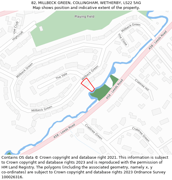 82, MILLBECK GREEN, COLLINGHAM, WETHERBY, LS22 5AG: Location map and indicative extent of plot