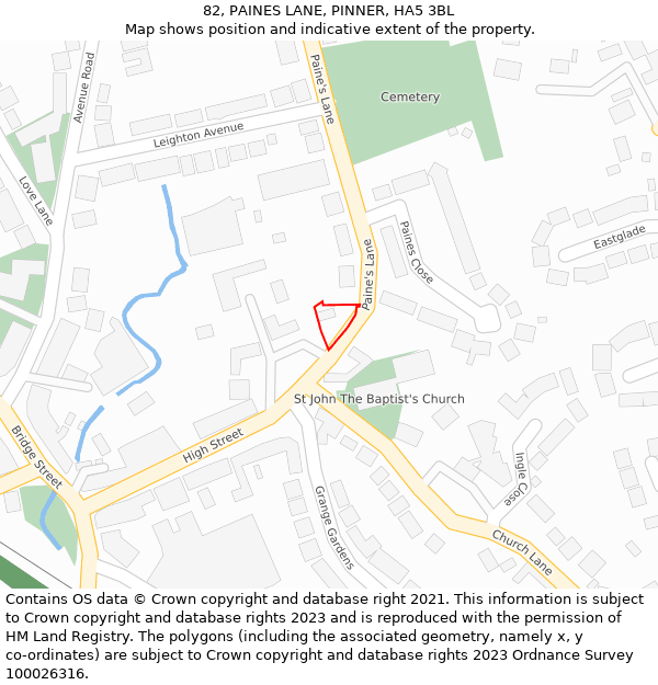 82, PAINES LANE, PINNER, HA5 3BL: Location map and indicative extent of plot