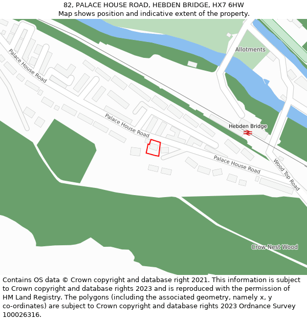 82, PALACE HOUSE ROAD, HEBDEN BRIDGE, HX7 6HW: Location map and indicative extent of plot