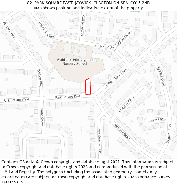 82, PARK SQUARE EAST, JAYWICK, CLACTON-ON-SEA, CO15 2NR: Location map and indicative extent of plot