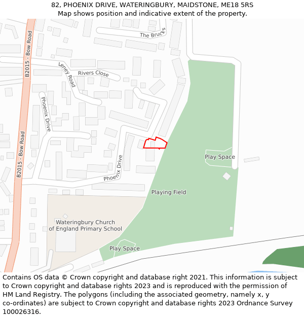 82, PHOENIX DRIVE, WATERINGBURY, MAIDSTONE, ME18 5RS: Location map and indicative extent of plot