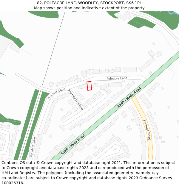 82, POLEACRE LANE, WOODLEY, STOCKPORT, SK6 1PH: Location map and indicative extent of plot