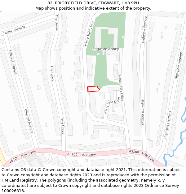 82, PRIORY FIELD DRIVE, EDGWARE, HA8 9PU: Location map and indicative extent of plot