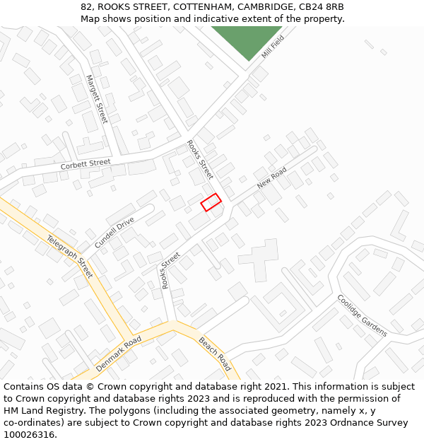 82, ROOKS STREET, COTTENHAM, CAMBRIDGE, CB24 8RB: Location map and indicative extent of plot