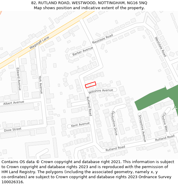 82, RUTLAND ROAD, WESTWOOD, NOTTINGHAM, NG16 5NQ: Location map and indicative extent of plot