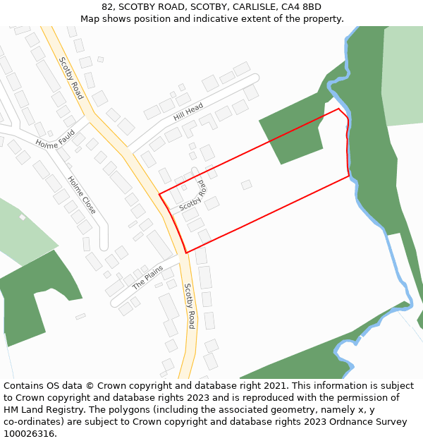 82, SCOTBY ROAD, SCOTBY, CARLISLE, CA4 8BD: Location map and indicative extent of plot