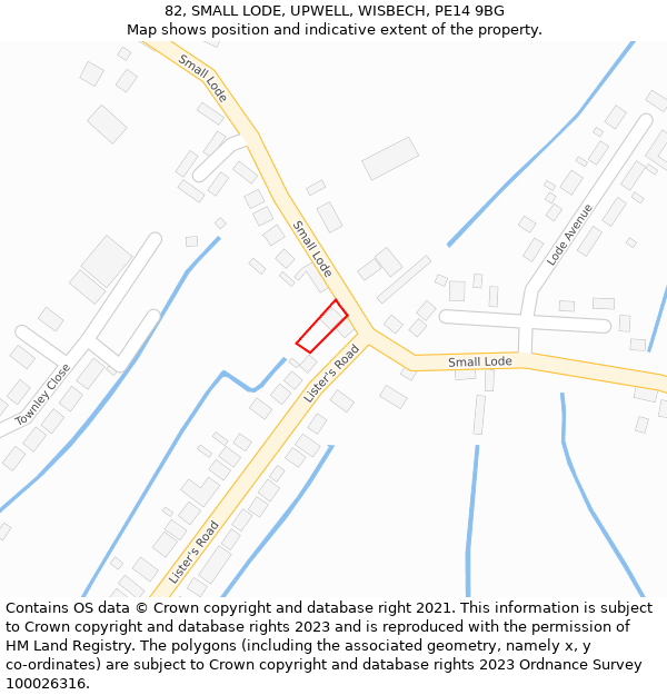 82, SMALL LODE, UPWELL, WISBECH, PE14 9BG: Location map and indicative extent of plot