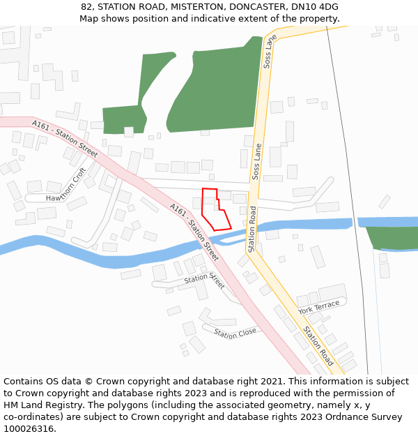 82, STATION ROAD, MISTERTON, DONCASTER, DN10 4DG: Location map and indicative extent of plot