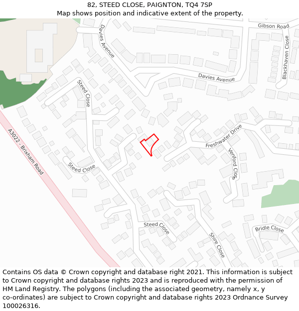 82, STEED CLOSE, PAIGNTON, TQ4 7SP: Location map and indicative extent of plot