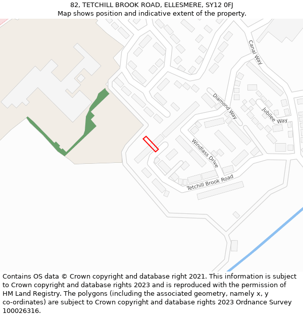 82, TETCHILL BROOK ROAD, ELLESMERE, SY12 0FJ: Location map and indicative extent of plot