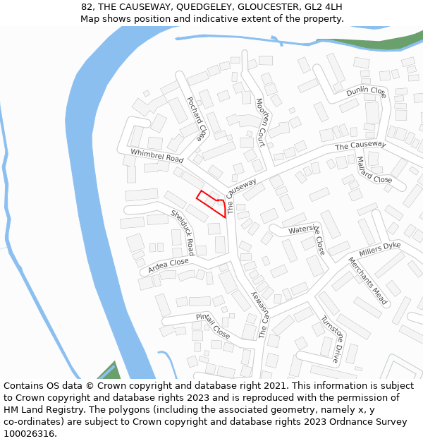 82, THE CAUSEWAY, QUEDGELEY, GLOUCESTER, GL2 4LH: Location map and indicative extent of plot