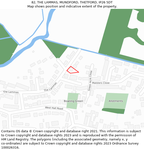 82, THE LAMMAS, MUNDFORD, THETFORD, IP26 5DT: Location map and indicative extent of plot