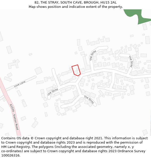 82, THE STRAY, SOUTH CAVE, BROUGH, HU15 2AL: Location map and indicative extent of plot