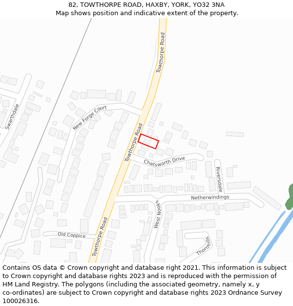 82, TOWTHORPE ROAD, HAXBY, YORK, YO32 3NA: Location map and indicative extent of plot